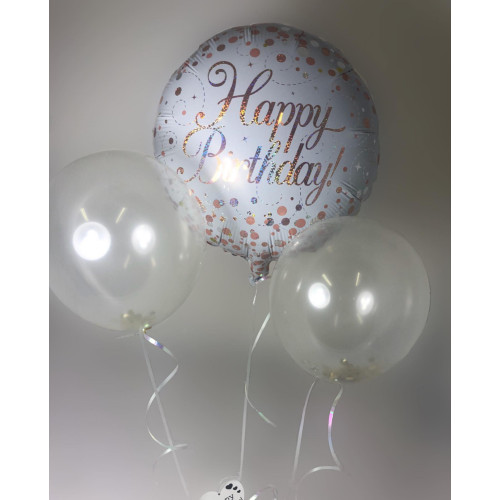 18 inch Sparkling Fizz Birthday White & Rose Gold Holographic balloon 18 inch Sparkling Fizz Birthday White & Rose Gold Holographic balloon
