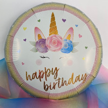 18 inch Flowers Unicorn Birthday Holographic balloon
