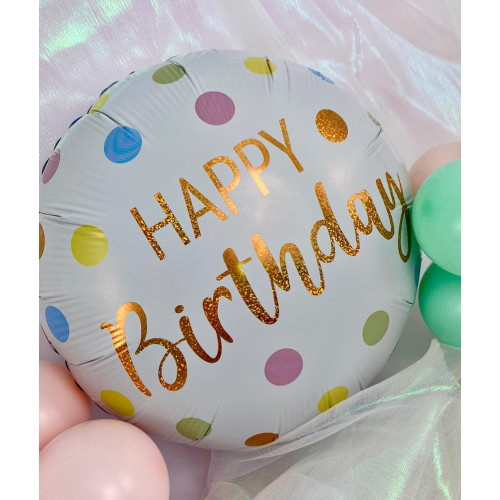 18 inch Pastel Dots Happy Birthday Holographic balloon