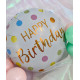 18 inch Pastel Dots Happy Birthday Holographic balloon