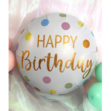 18 inch Pastel Dots Happy Birthday Holographic balloon