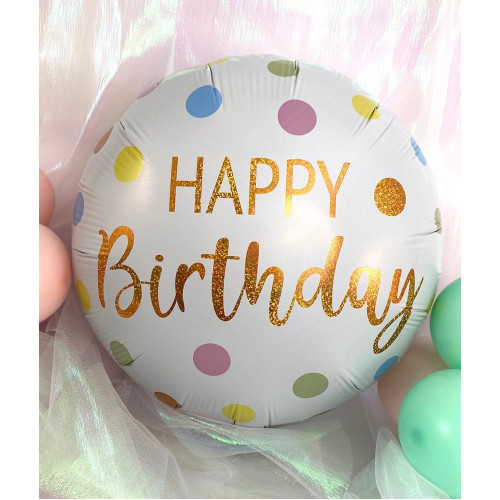 18 inch Pastel Dots Happy Birthday Holographic balloon