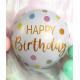18 inch Pastel Dots Happy Birthday Holographic balloon