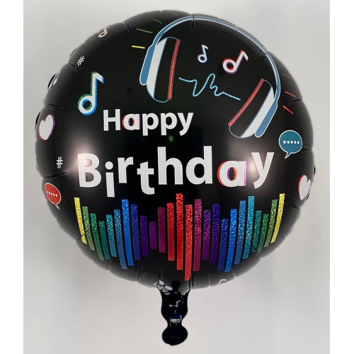 18 inch Media Music Birthday Holographic balloon