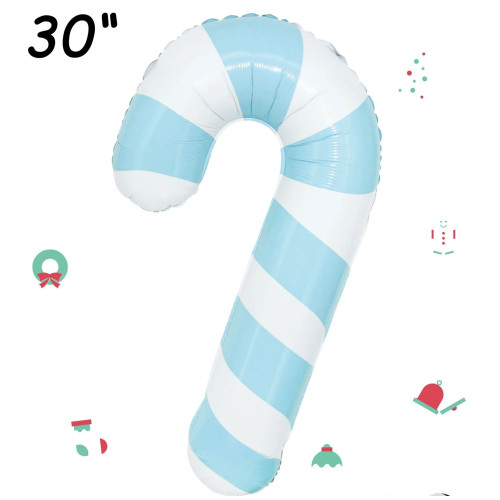 30 inch Pastel Blue Candy Cane balloon