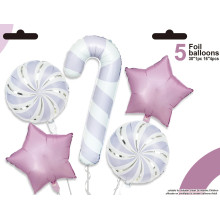 باقة بالون عصا حلوى لافندر 5 قطع